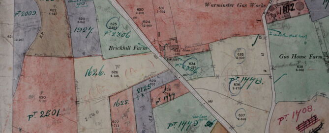 Map with areas coloured differently, each annotated with a number.