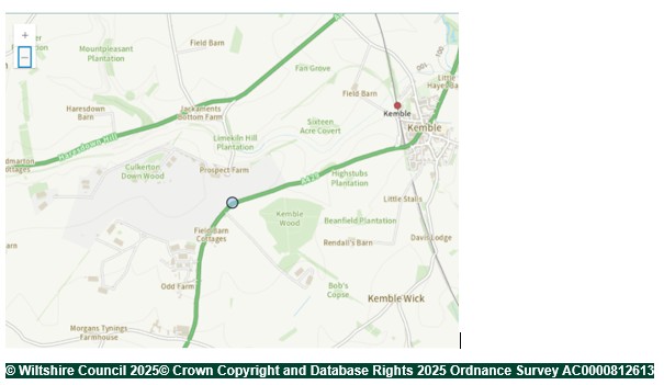 Screenshot of modern mapping with Kemble in top right corner